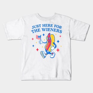 I'm Just Here For The Wieners - 4th of July hot dog Funny saying Kids T-Shirt